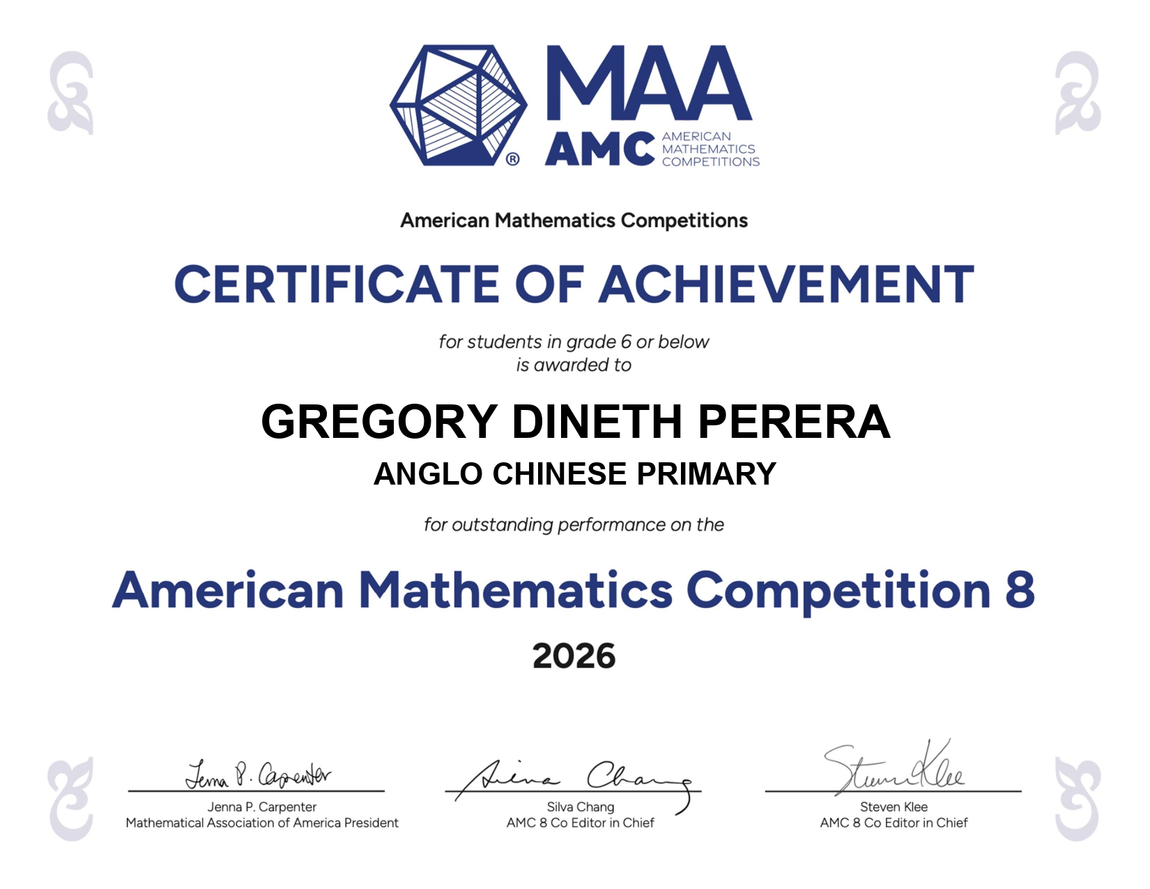Math Certificate