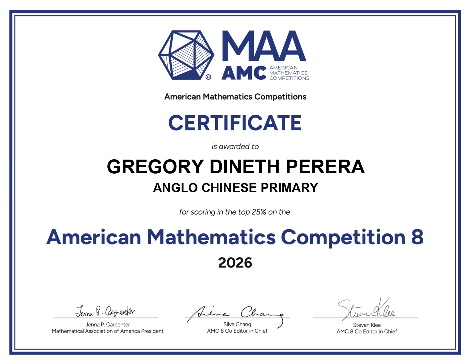 Math Certificate