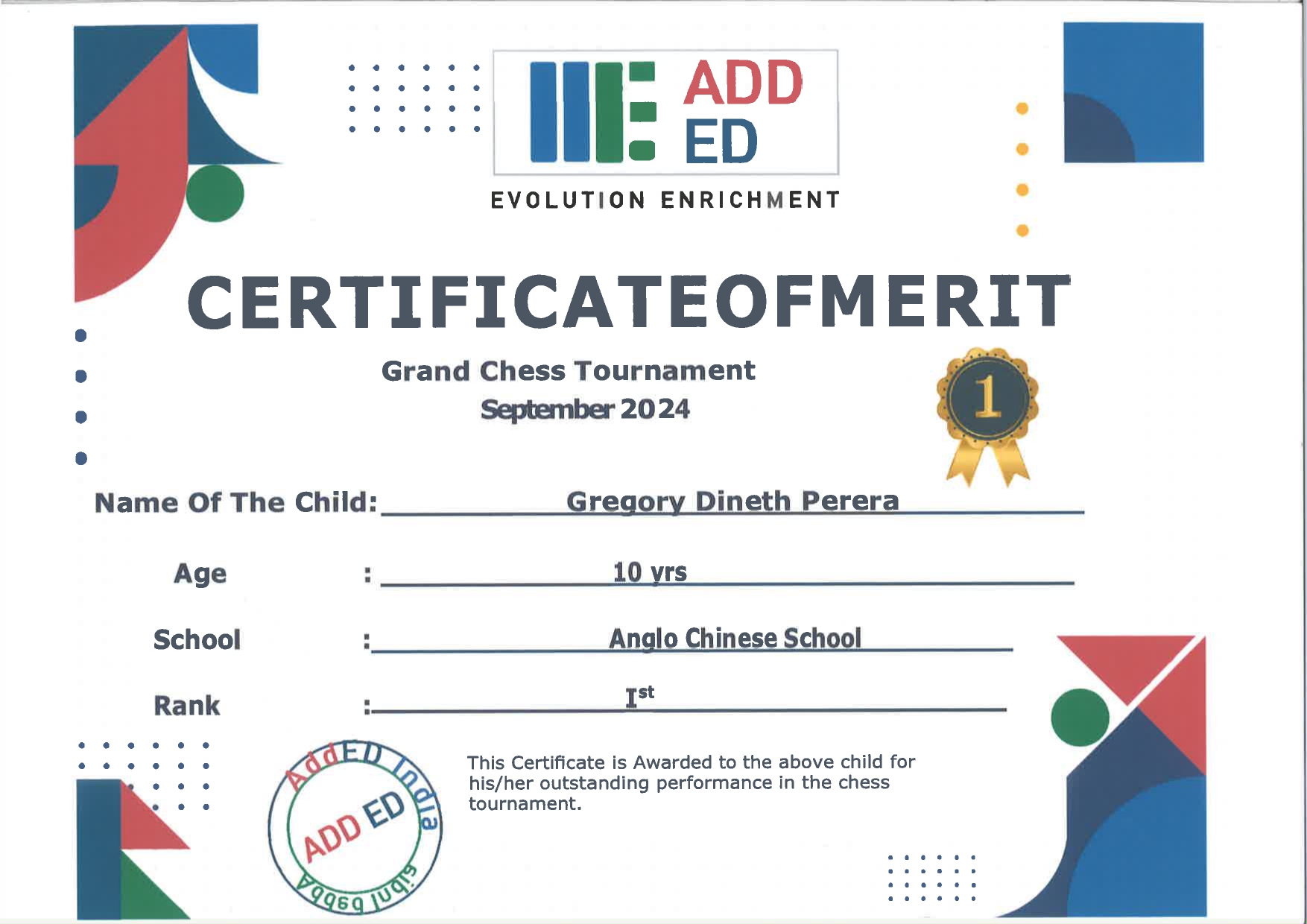 Chess Certificate