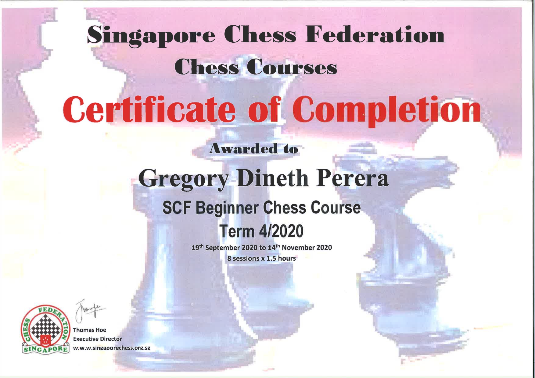 Chess Certificate