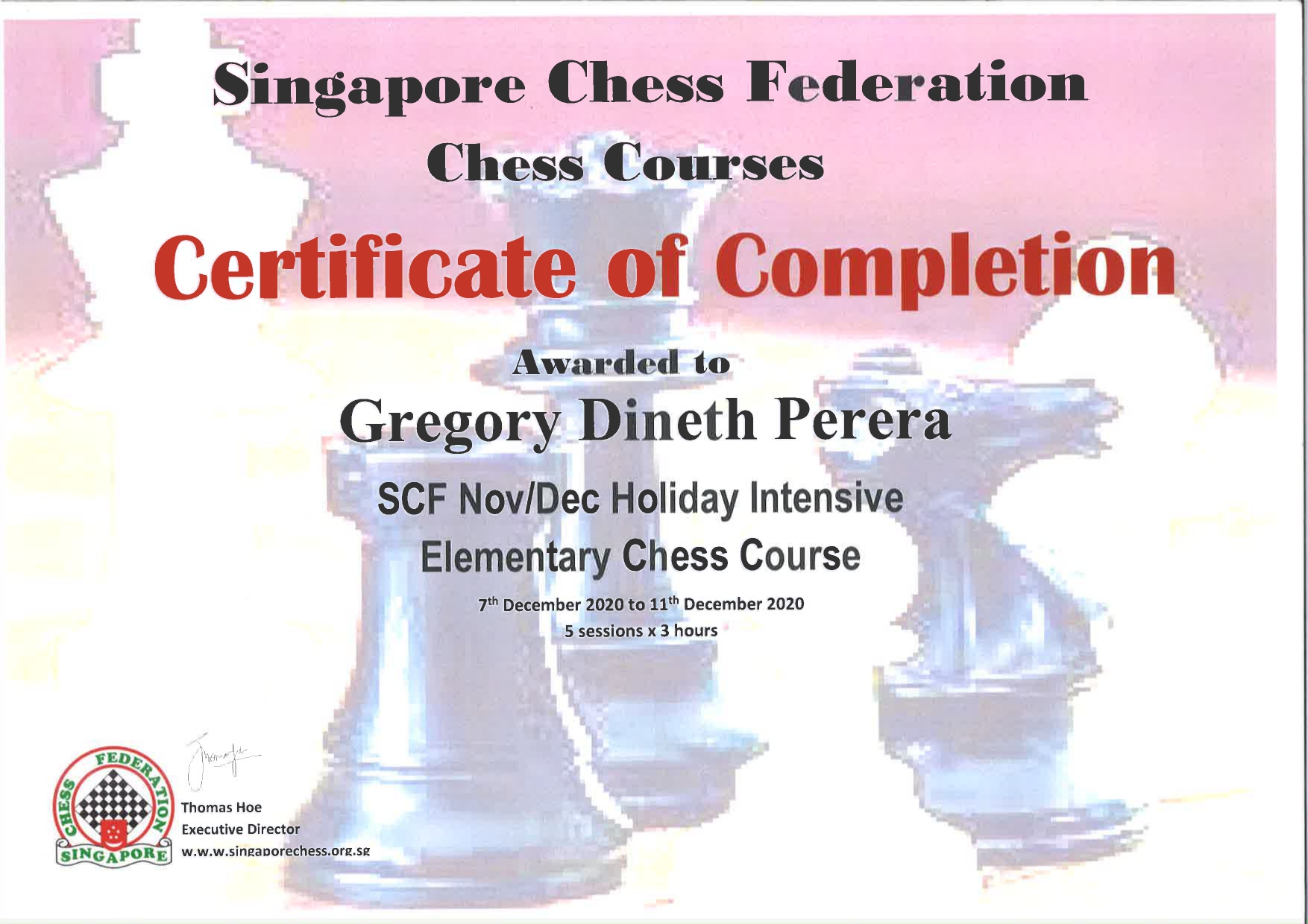 Chess Certificate