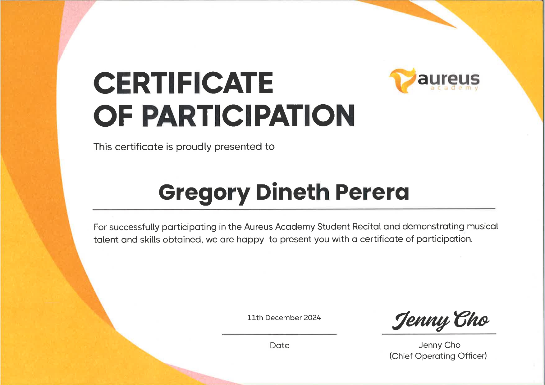 Music Certificate
