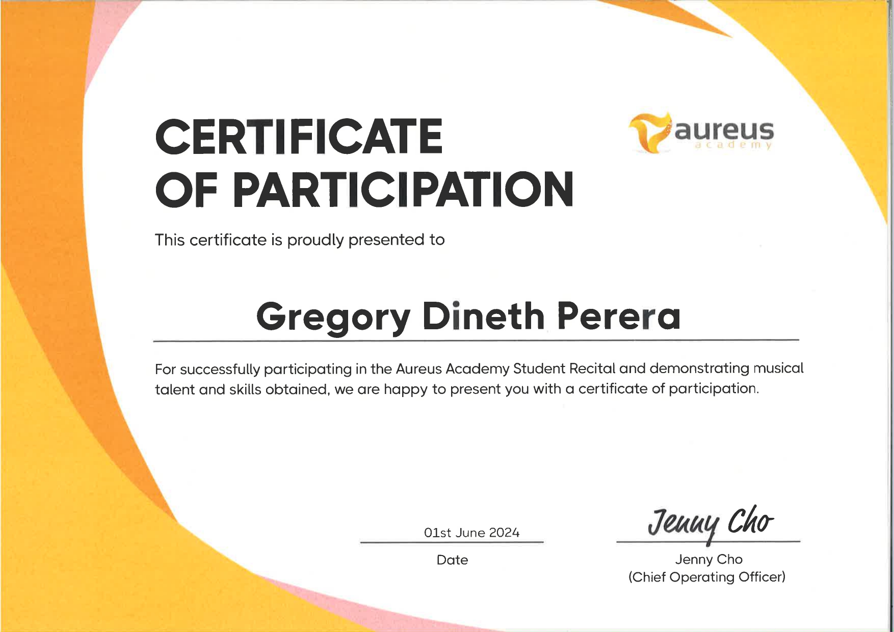 Music Certificate