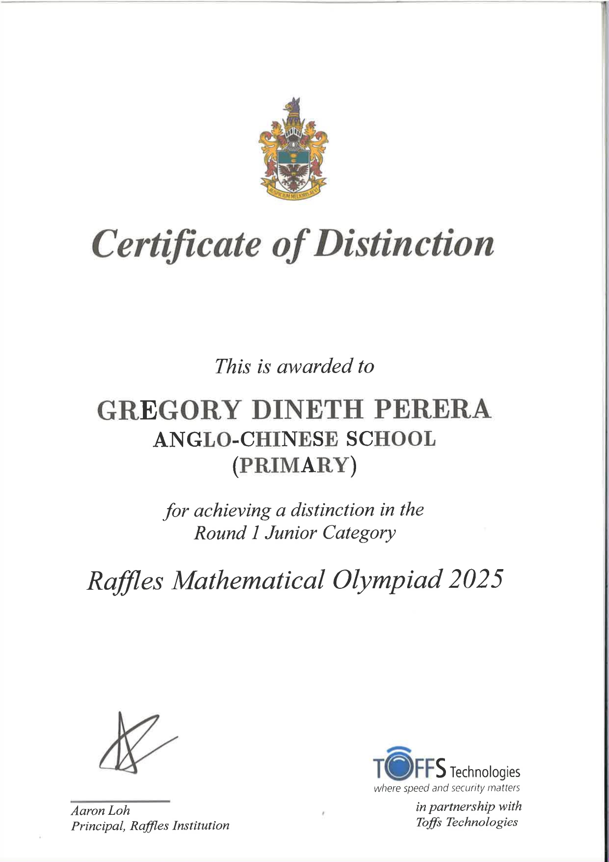 Math Certificate